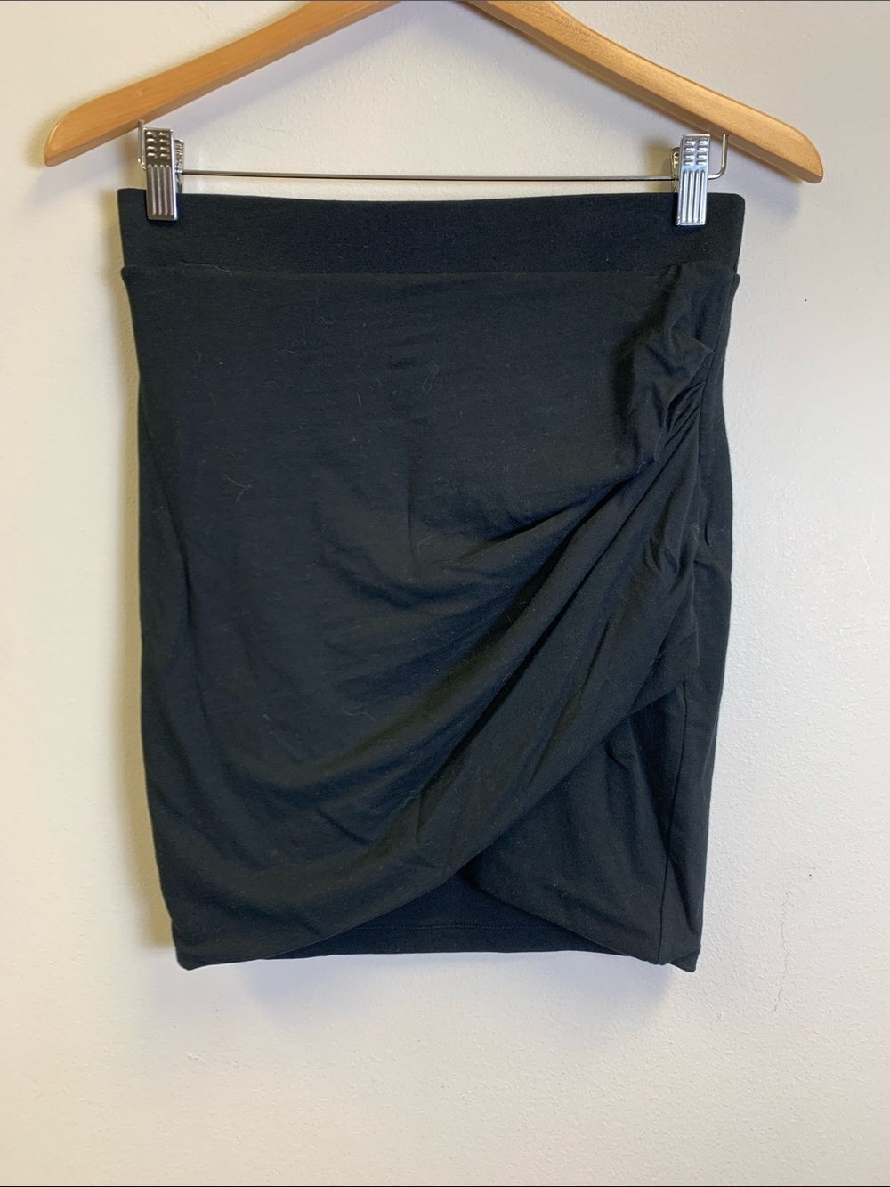 Express Black Draped Mini Skirt